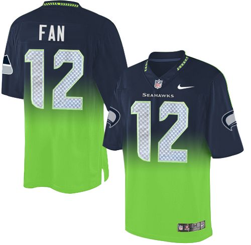 Youth Elite 12th Fan Nike Jersey Navy/Green - Fadeaway NFL Seattle Seahawks